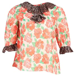 Autre Marque-Blusa de verano Rixo de algodón con estampado floral-Otro,Impresión de pitón
