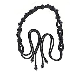 Saint Laurent-Saint Laurent Beaded Rope Belt in Black Nylon-Black