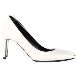 Saint Laurent-Zapatos de tacón con punta en punta Saint Laurent en cuero blanco-Blanco
