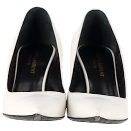 Saint Laurent-Zapatos de tacón con punta en punta Saint Laurent en cuero blanco-Blanco