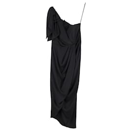 Zimmermann-Vestido lavado drapeado de um ombro Zimmermann em seda preta-Preto