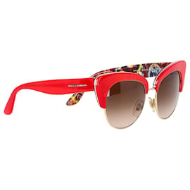 Dolce & Gabbana-Dolce & Gabbana DG4277 Óculos de Sol Cat Eye Sicilianos em Acetato Vermelho-Vermelho