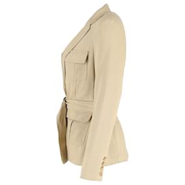 Nili Lotan-Giacca utility con cintura Nili Lotan in cotone beige-Marrone,Beige