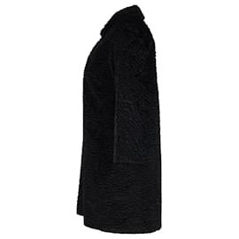 Max Mara-Max Mara Textured Coat in Black Polyester-Black