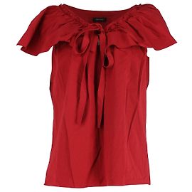 Top Marc Jacobs con volant e collo in cotone rosso Rosso