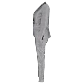 Saint Laurent-Saint Laurent Pinstripe Suit Set in Silver Polyester-Silvery