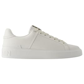 Balmain-B-Court Sneakers - Balmain - Leather - White-White