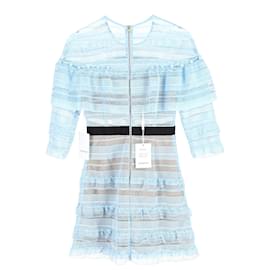 Self portrait-Self-Portrait Stripe Grid Mini Dress in Light Blue Polyester-Blue,Light blue
