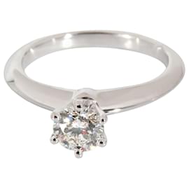 Tiffany & Co-TIFFANY & CO. Solitaire Engagement Ring In Platinum .40 ctw.-Silvery,Metallic