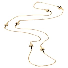 Tiffany & Co-Tiffany T Black Onyx Station Halskette in 18K Gelbgold-Silber,Metallisch