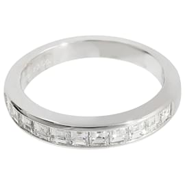 Tiffany & Co-TIFFANY & CO. Aliança de Casamento Half Eternity em Platina 0.71 Diamantes Quadrados Ctw-Prata,Metálico