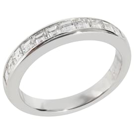 Tiffany & Co-TIFFANY & CO. Half Eternity Wedding Band in Platinum 0.71 Ctw Square Diamonds-Silvery,Metallic