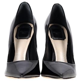 Dior-Zapatos de tacón con cuña y punta estrecha Dior en charol negro-Negro