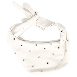 Bolsa Maje Embelezada com Arco em Couro Branco Branco