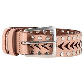 Saint Laurent Studded Cut-Out Belt in Pink Leather Pink