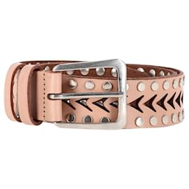 Saint Laurent-Saint Laurent Studded Cut-Out Belt in Pink Leather-Pink