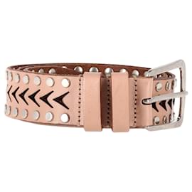 Saint Laurent-Saint Laurent Studded Cut-Out Belt in Pink Leather-Pink