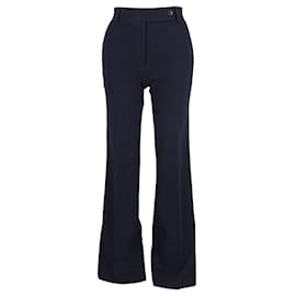 Victoria Beckham-Pantalón acampanado Victoria Beckham de algodón azul marino-Azul marino