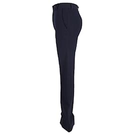 Victoria Beckham-Victoria Beckham Flared Trousers in Navy Blue Cotton-Navy blue