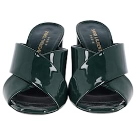 Saint Laurent-Saint Laurent LouLou Mule Sandals in Green Patent Leather-Green