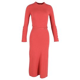 Altuzarra – Alice – Midi-Strickkleid mit Gürtel aus orangefarbenem Kaschmir Orange