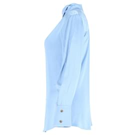 Rejina Pyo-Asymmetrisches Button-Up-Hemd von Rejina Pyo aus blauer Seide-Blau