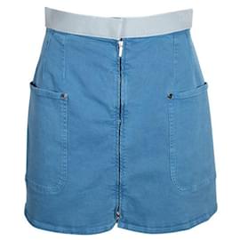 Chanel-Blue High-Waist Denim Mini Skirt With Zip-Blue