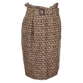 Burberry-Falda marrón con cinturón de Burberry London-Castaño