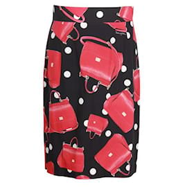 Dolce & Gabbana-Purse Print Pencil Skirt-Red