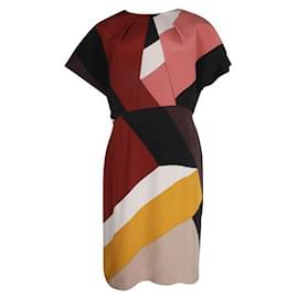 Fendi-Robe mi-longue en soie multicolore-Multicolore