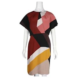 Fendi-Robe mi-longue en soie multicolore-Multicolore