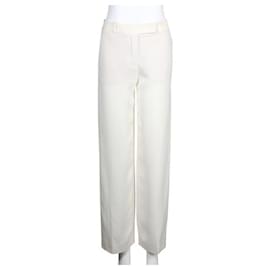 Loro Piana-Elegant Wide Fit Ivory Pants-Cream