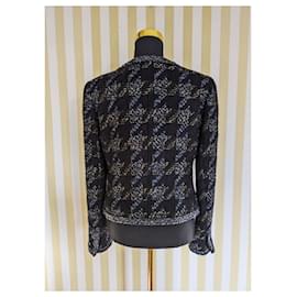 Chanel-Chaqueta de tweed negra con botones CC.-Negro
