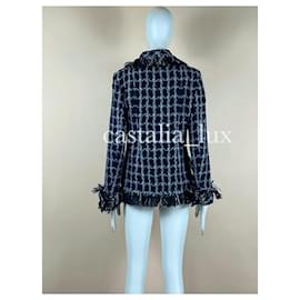 Chanel-Chaqueta de tweed con botones de joya París / Dallas por 10,000 dólares.-Azul marino
