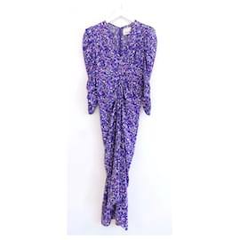 Isabel Marant-Isabel Marant Albini Purple Confetti Print Silk Dress-Purple