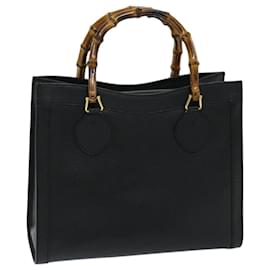 Gucci-GUCCI Bamboo Hand Bag Leather Black 002 1016 Auth ep3503-Black