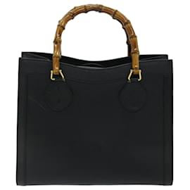 Gucci-GUCCI bolsa de mão bambu couro preta 002 1016 Ep de autenticação3503-Preto