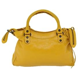 Balenciaga-BALENCIAGA The Town Hand Bag Leather Yellow 240579 Auth yk10881-Yellow