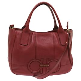 Salvatore Ferragamo-Salvatore Ferragamo Sac à main Cuir 2façon Red Auth bs12366-Rouge
