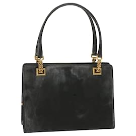 Gucci-GUCCI Hand Bag Leather Black Auth 67395-Black