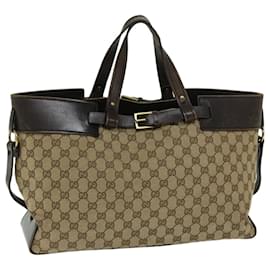 Gucci-GUCCI GG Lona Tote Bag Bege 106251 Auth yk10789-Bege