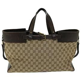 Gucci-GUCCI GG Lona Tote Bag Bege 106251 Auth yk10789-Bege