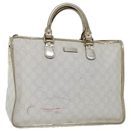 Gucci-GUCCI GG Supreme Handtasche PVC Leder Weiß 190259 Auth 67222-Weiß