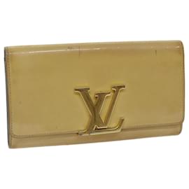 Louis Vuitton-LOUIS VUITTON Portefeuille Louise Wallet Patent leather Dunne M61318 auth 67167-Beige,Other