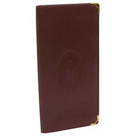 Cartier-CARTIER Portefeuille Long Cuir Vin Rouge Auth 67507-Bordeaux