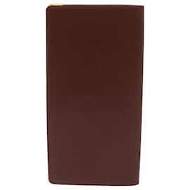 Cartier-CARTIER Portafoglio lungo Pelle Vino Rosso Auth 67507-Bordò