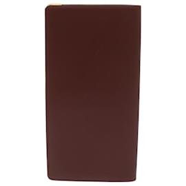 Cartier-CARTIER Long Wallet Leather Wine Red Auth 67507-Other