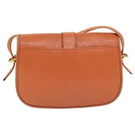 Céline-CELINE Shoulder Bag Leather Orange Auth 67182-Orange