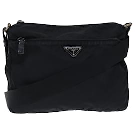 Prada-PRADA Shoulder Bag Nylon Black Auth fm3218-Black