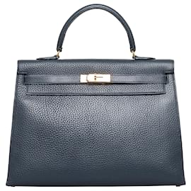 Hermès-HERMES Bolsos Kelly 35-Azul